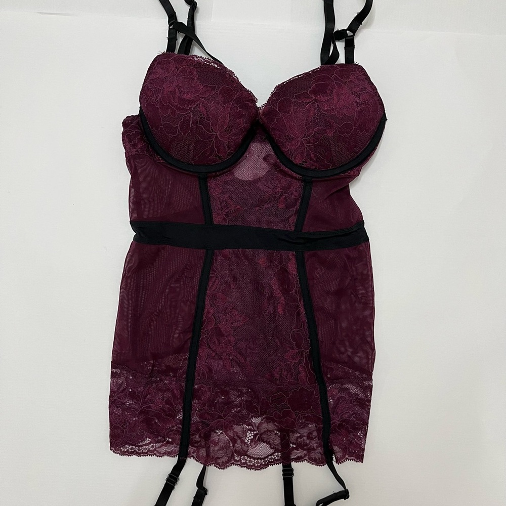 Purple - y2k 2000s black whimsigoth lace trim Bustier top Size Xs